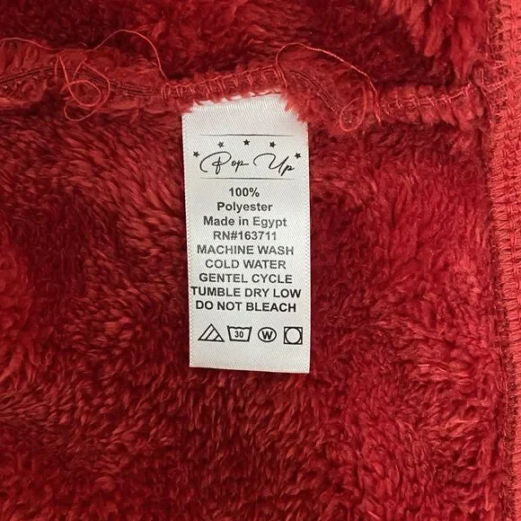 Pop-Up Women’s Zip Up Hoodie Fleece Lined Soft Jacket SizeM Red - Picture 8 of 8
